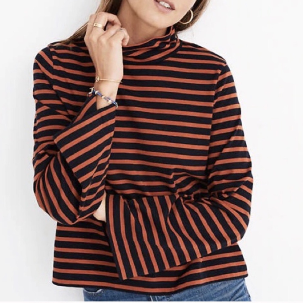 Madewell Wide Sleeve Stripe Turtleneck